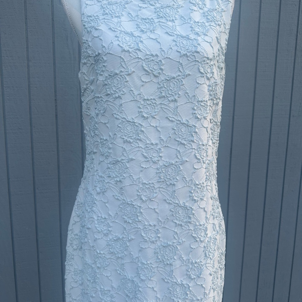 Donna Ricco Ice Blue Ruched Sheath Mini Dress - Picture 3 of 8